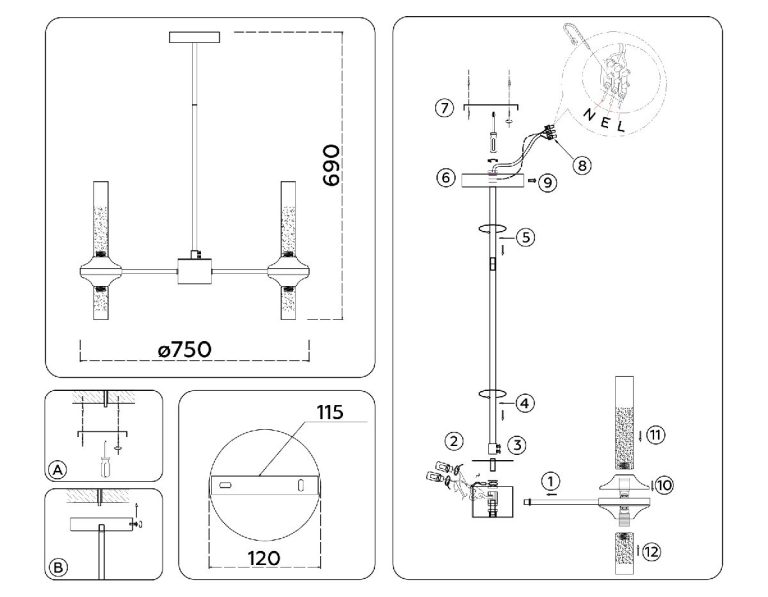 Люстра на штанге Ambrella Light High Light Modern LH55360
