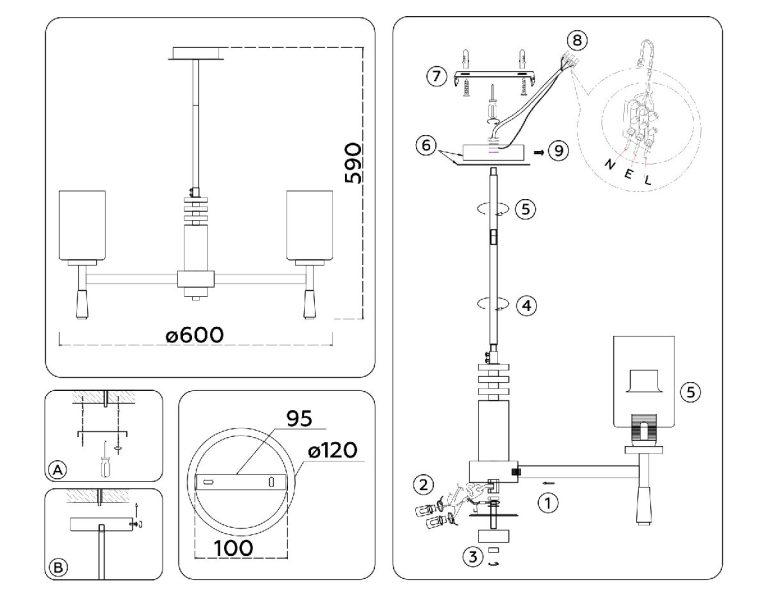 Люстра на штанге Ambrella Light High Light Modern LH56251