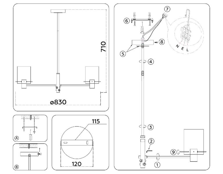 Люстра на штанге Ambrella Light High Light Modern LH57043