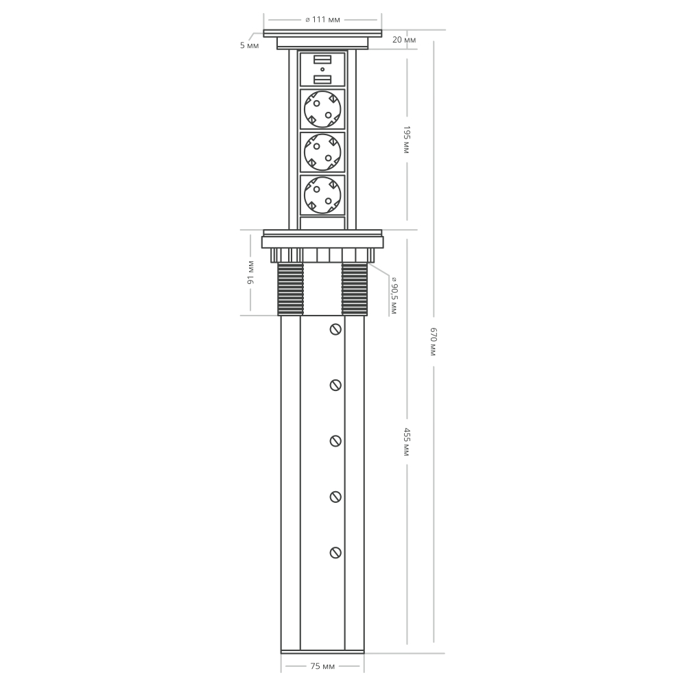 Сенсорный блок розеток LK (3 секции и 2 USB) Mebax 00-00001183 Сенсорный блок розеток LK (3 секции и 2 USB) Mebax 00-00001183