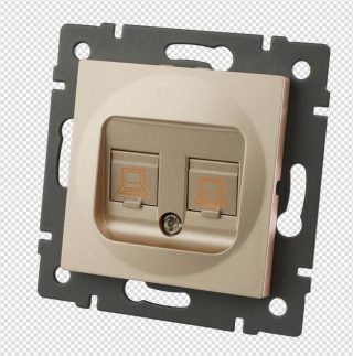 Механизм компьютерной розетки двойной Arlight SCT-MPC2-PL-GD-V (RJ-45, CAT6) 049850