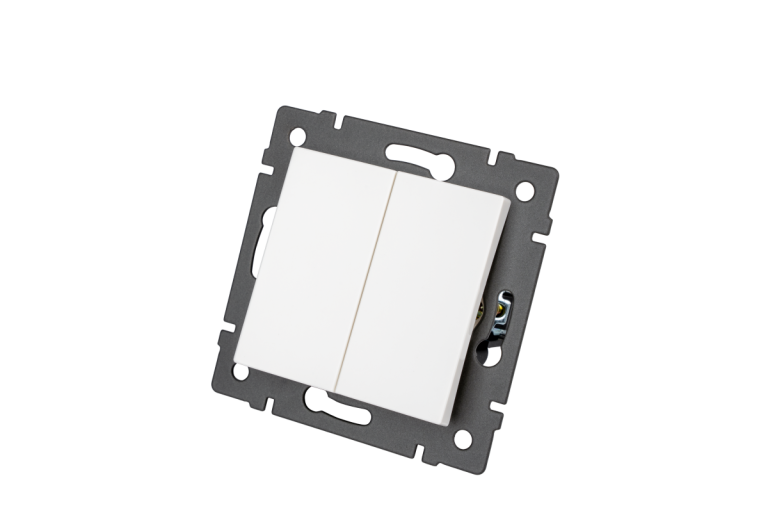 Механизм выключателя двухклавишный непроходной Arlight SWT-MK02-PL-WH-V (250V, 10A) 049887
