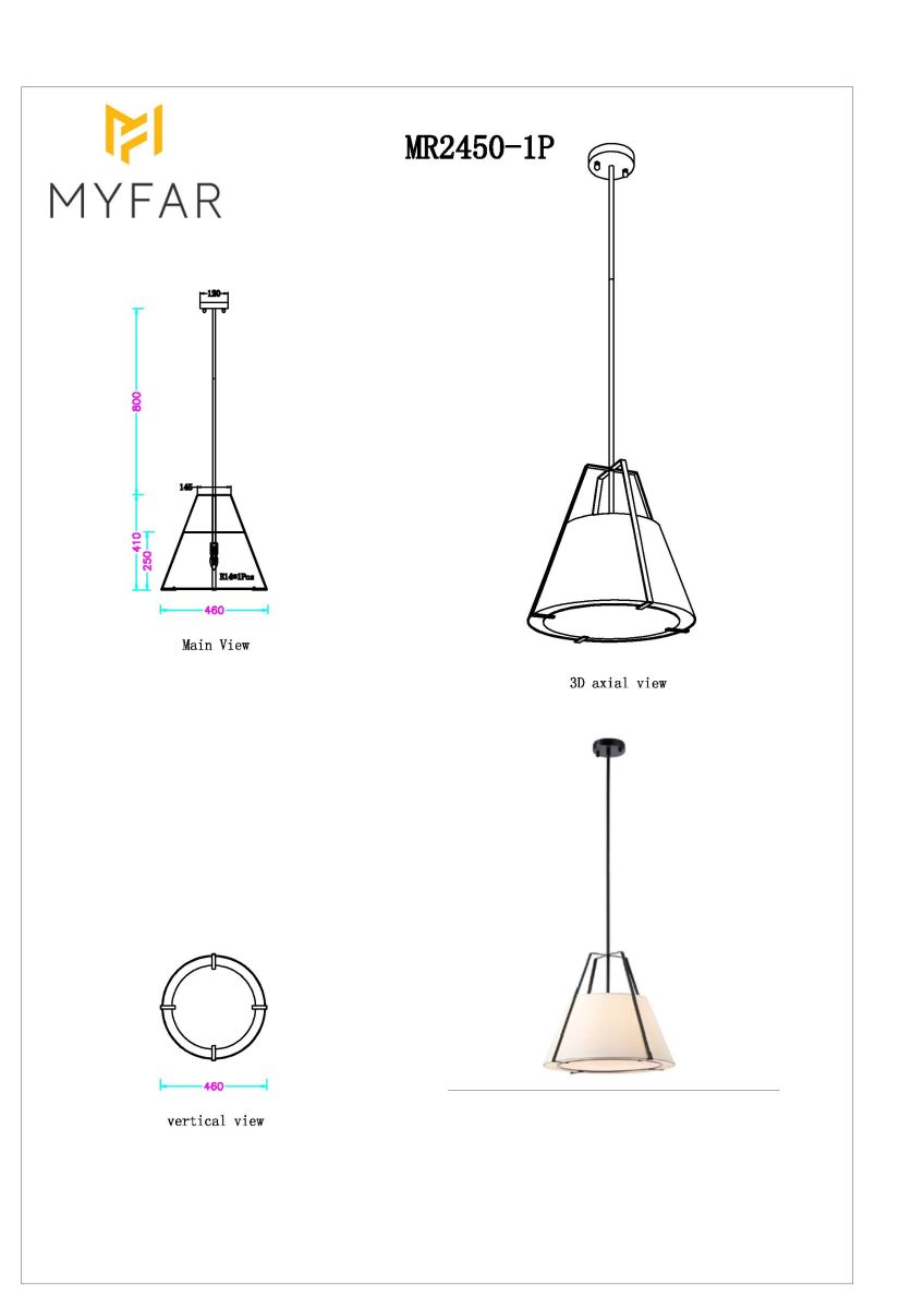 Люстра на штанге Myfar Finn MR2450-1P Люстра на штанге Myfar Finn MR2450-1P
