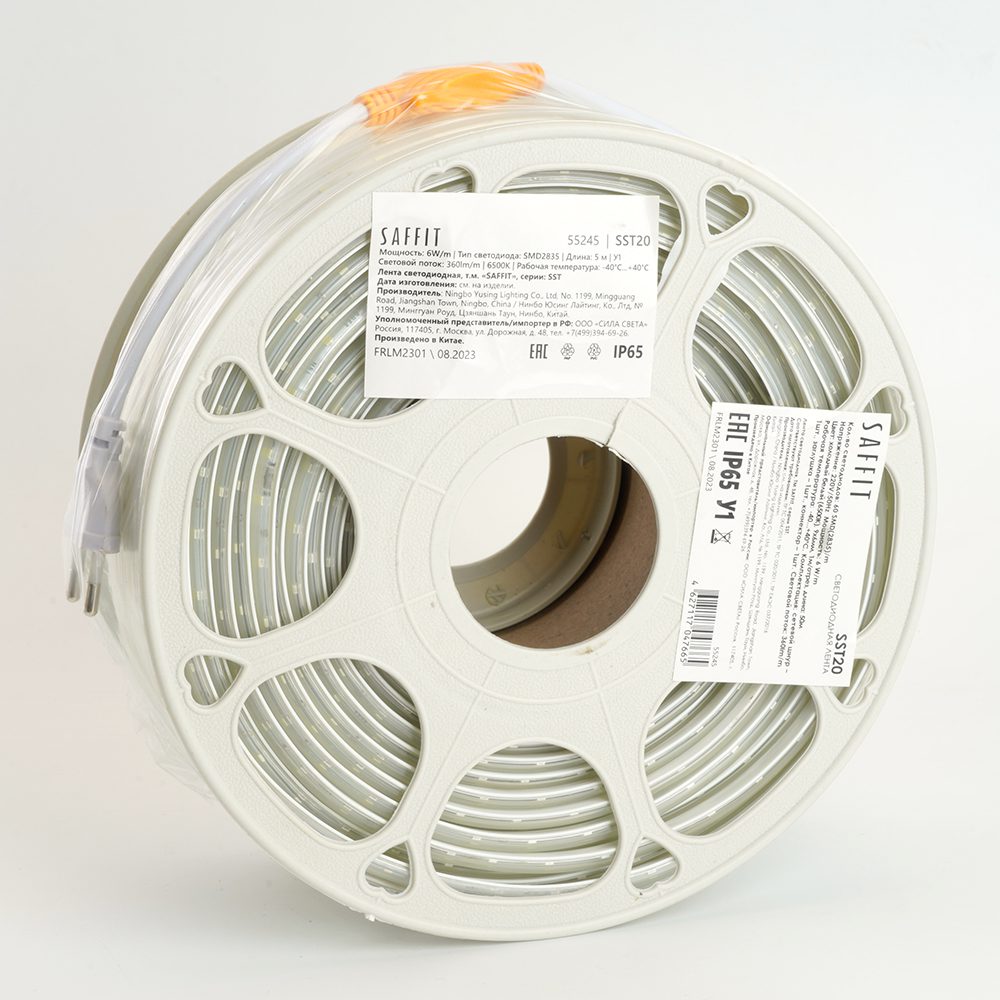 Светодиодная лента Saffit SST20 220В 6Вт/м 6500К 50м IP65 55245 Светодиодная лента Saffit SST20 220В 6Вт/м 6500К 50м IP65 55245