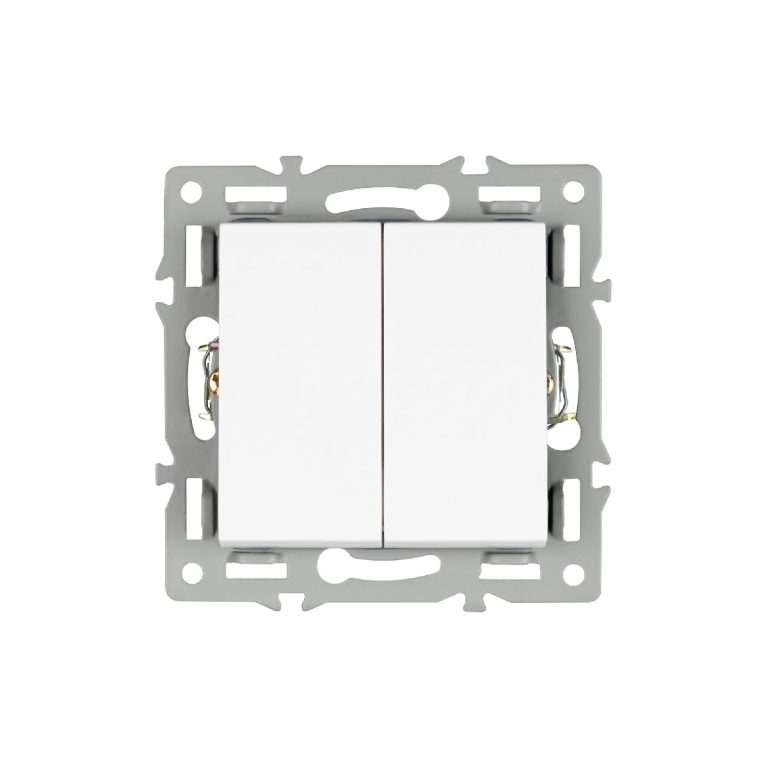Механизм выключателя двухклавишный проходной Arlight SWT-MKP2-PL-WH (250V, 16A) 043727