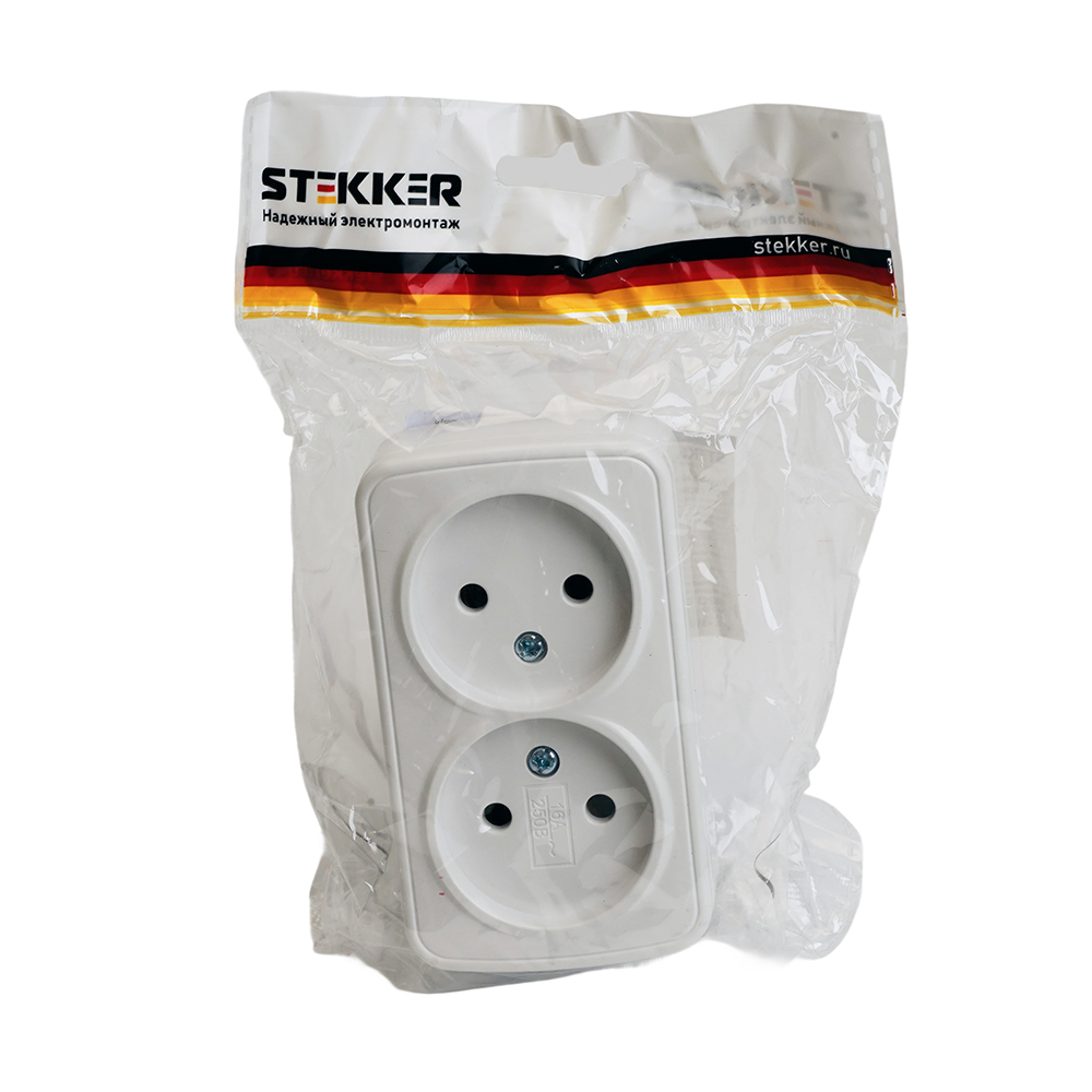 Розетка накладная 2-местная Stekker Basic PST10-502-20 50075 Розетка накладная 2-местная Stekker Basic PST10-502-20 50075