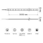 Светодиодная лента Gauss 12В 2835 9,6Вт/м 3000K 3м IP20 BT061