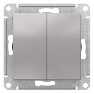 Переключатель 2-клавишный перекрестный, 2 x сх. 7, 10АХ, Systeme Electric AtlasDesign Алюминий ATN000373
