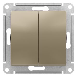 Переключатель 2-клавишный перекрестный, 2 x сх. 7, 10АХ Systeme Electric AtlasDesign Шампань ATN000573