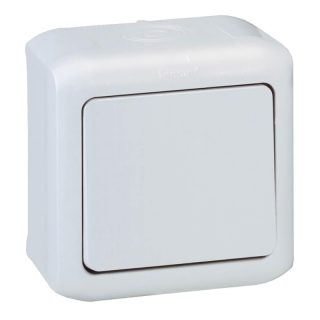 Переключатель одноклавишный на 2 направления Legrand Quteo 10A 250V IP44 серый 782334