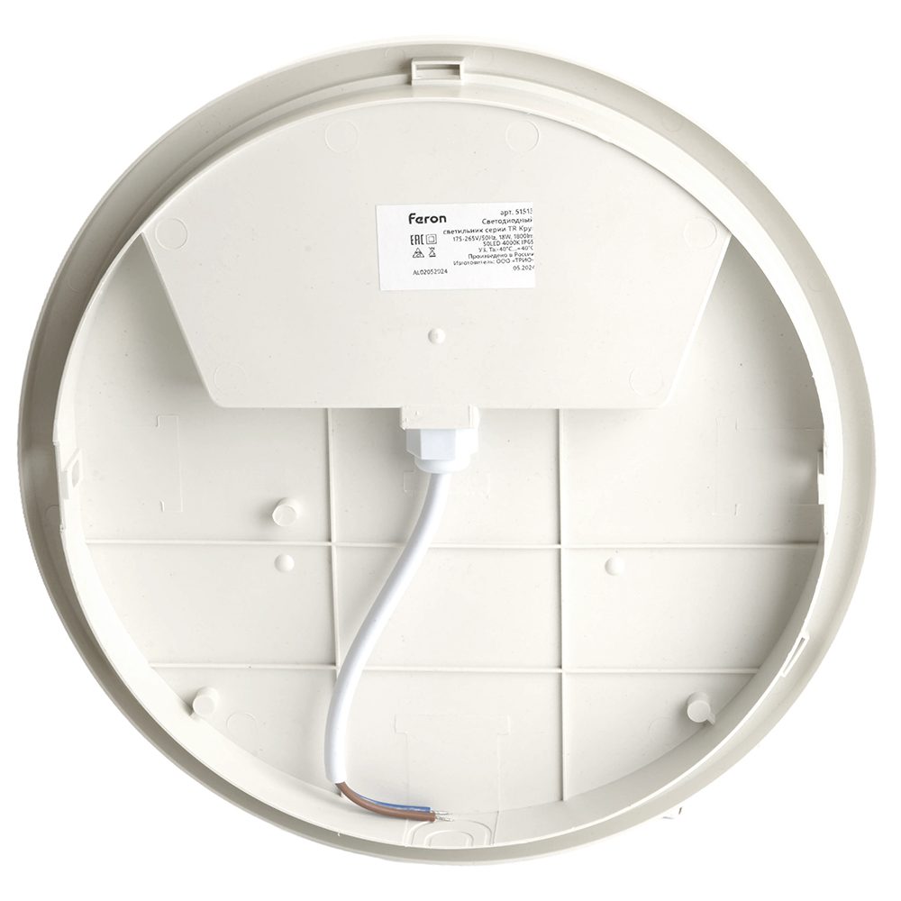 Настенно-потолочный светильник Feron 51513 Светодиодный светильник серии TR ЖКХ Круг 18Вт, 4000К, опал, IP65 Настенно-потолочный светильник Feron 51513 Светодиодный светильник серии TR ЖКХ Круг 18Вт, 4000К, опал, IP65