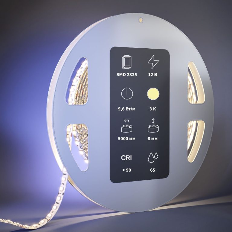Светодиодная лента Maytoni Ultra 12В 2835 9,6Вт/м 3000К 5м IP65 201034