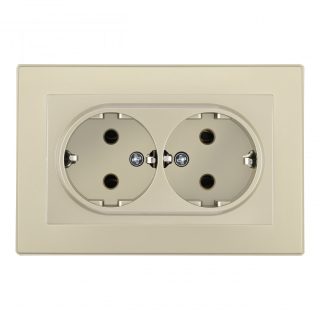 Розетка двойная с/з и шторками Arte Milano SET06-double-40-2 shampan