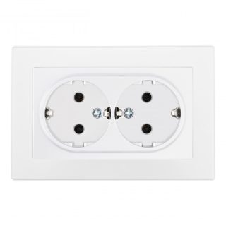 Розетка двойная с/з и шторками Arte Milano SET06-double-40-2 white