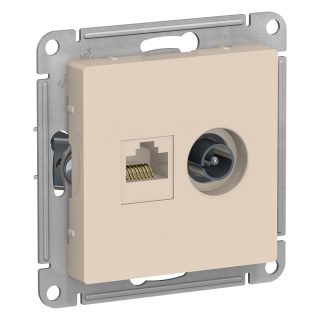 Розетка компьютерная двойная RJ45+TV Systeme Electric AtlasDesign Беж ATN000289