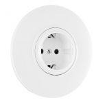 Розетка круглая с/з и шторками и рамкой Arte Milano SET08-1-40-1 white
