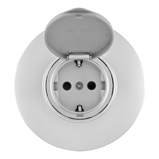 Розетка круглая с/з и шторками, защитной крышкой и рамкой Arte Milano SET08-1-41-1 silver