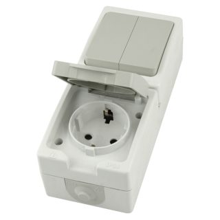 Розетка одноместная с/з + выключатель двухклавишный Stekker Велена PST16-21-54V/10-221-54 49739