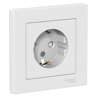 Розетка с/з со шторками, 16А, в сборе Systeme Electric AtlasDesign Бел ATN000144