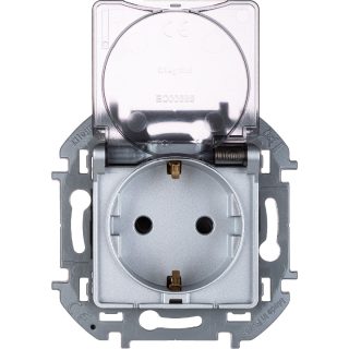 Розетка с/з со шторками с защитной крышкой Legrand Inspiria 673742