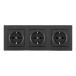 Розетка тройная (трехпостовая) с/з и шторками Arte Milano SET06-3-40-1x3 black