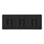 Розетка тройная (трехпостовая) с/з и шторками Arte Milano SET16-3-40-1x3 black