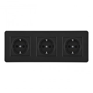 Розетка тройная (трехпостовая) с/з и шторками Arte Milano SET16-3-40-1x3 black