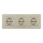 Розетка тройная (трехпостовая) с/з и шторками Arte Milano SET16-3-40-1x3 shampan