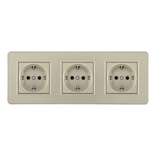 Розетка тройная (трехпостовая) с/з и шторками Arte Milano SET16-3-40-1x3 shampan