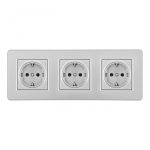 Розетка тройная (трехпостовая) с/з и шторками Arte Milano SET16-3-40-1x3 silver