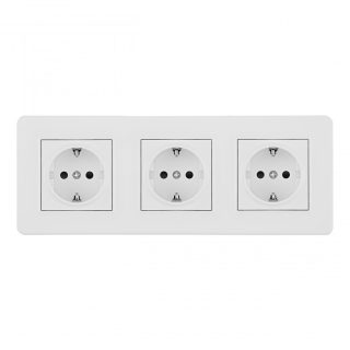 Розетка тройная (трехпостовая) с/з и шторками Arte Milano SET16-3-40-1x3 white