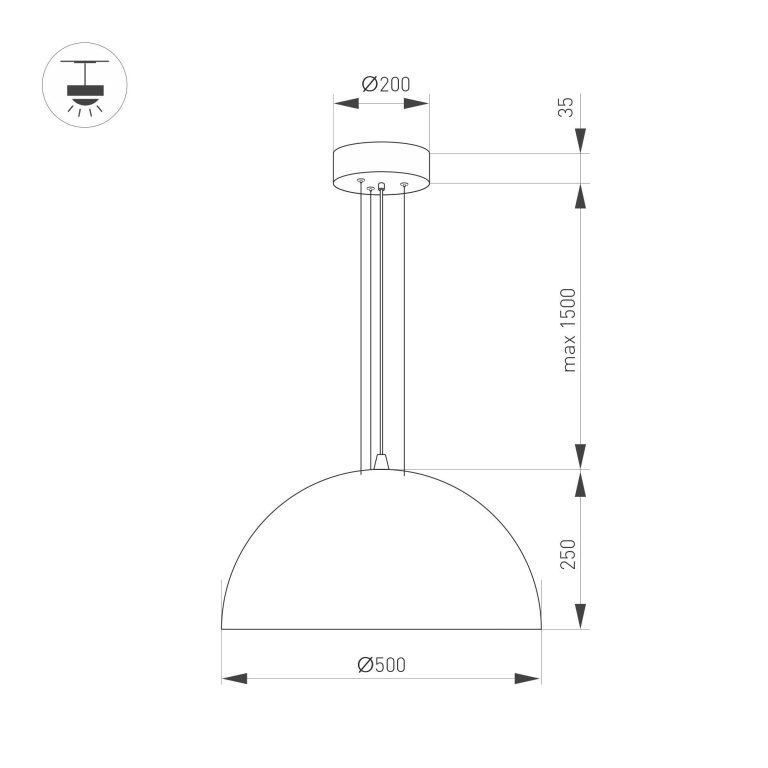 Подвесной светильник Arlight SP-RESTO-HANG-R500-30W Day4000 (BK, 100 deg, 230V) 039698
