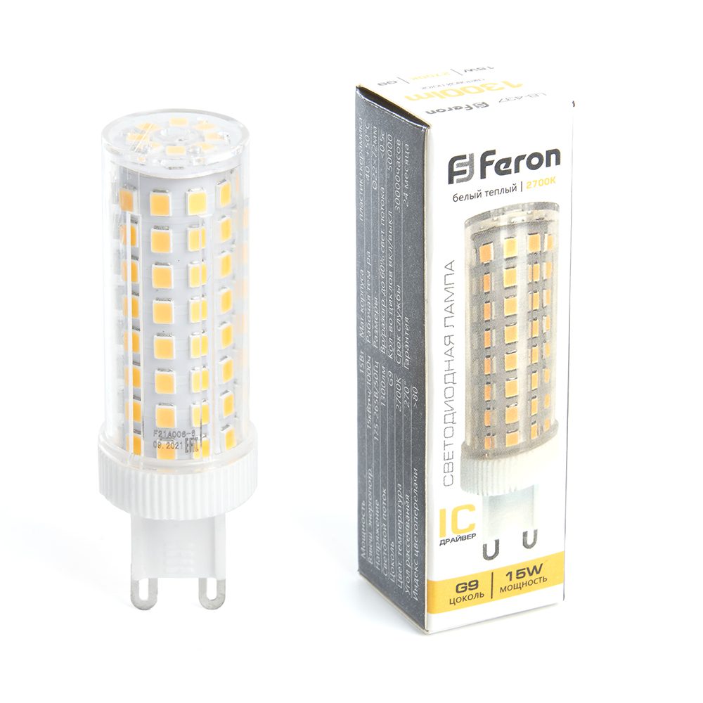 Лампа светодиодная Feron G9 15W 2700K капсульная LB-437 38212 Лампа светодиодная Feron G9 15W 2700K капсульная LB-437 38212