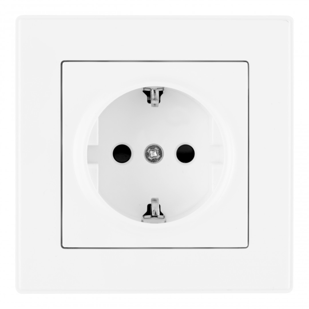 Комплект розетки с/з и шторками и рамкой Arte Milano SET06-1-40-1 white Комплект розетки с/з и шторками и рамкой Arte Milano SET06-1-40-1 white