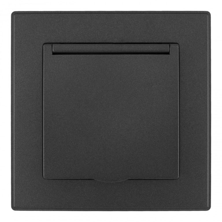 Комплект розетки с/з и шторками, защитной крышкой и рамкой Arte Milano SET06-1-41-1 black