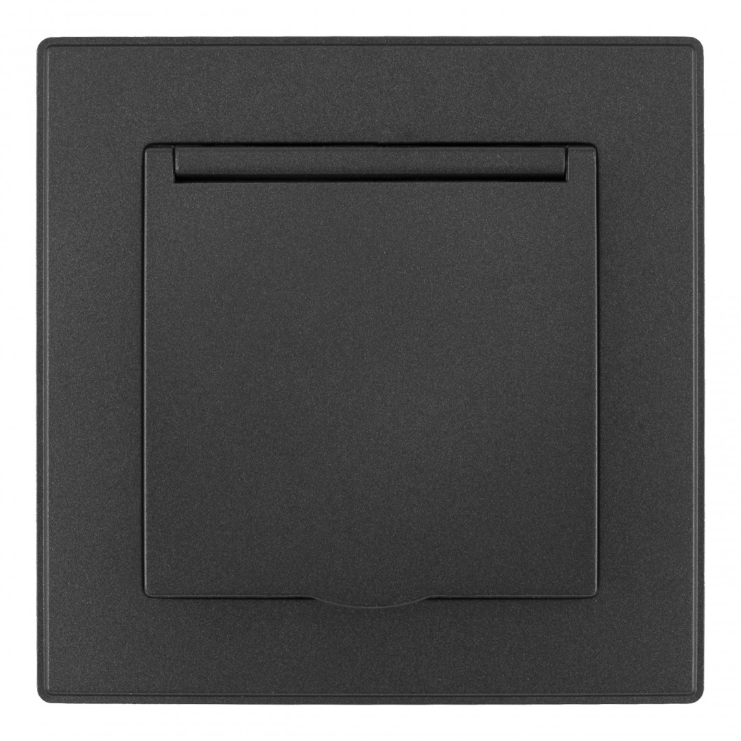 Комплект розетки с/з и шторками, защитной крышкой и рамкой Arte Milano SET06-1-41-1 black Комплект розетки с/з и шторками, защитной крышкой и рамкой Arte Milano SET06-1-41-1 black