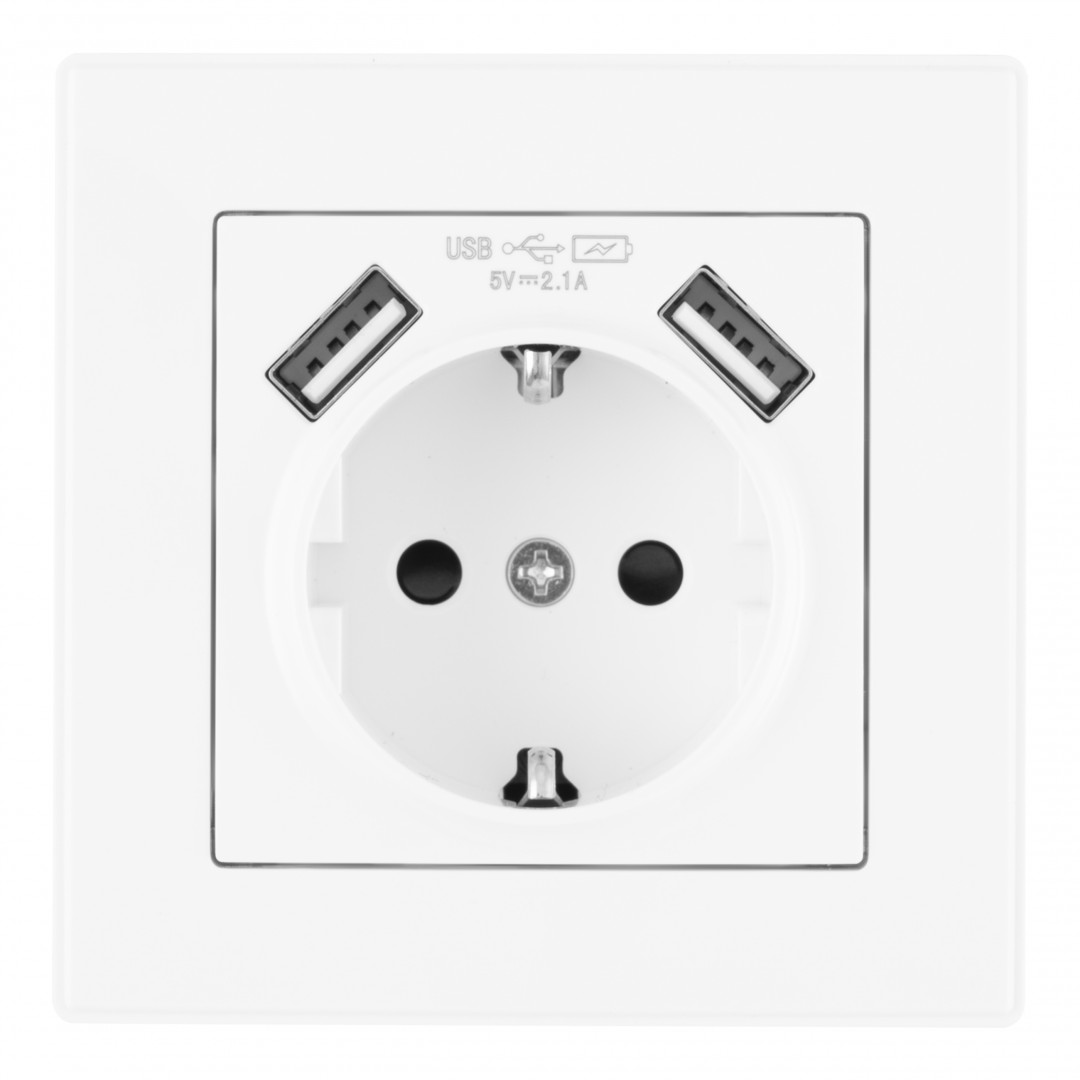 Комплект розетки с/з и шторками + USB и рамкой Arte Milano SET06-1-47-1 white Комплект розетки с/з и шторками + USB и рамкой Arte Milano SET06-1-47-1 white