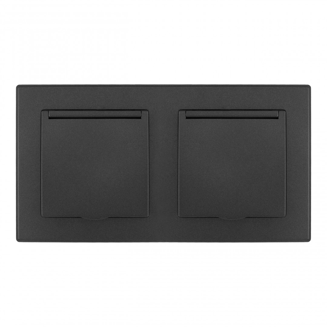Розетка двойная (двухпостовая) с/з и шторками Arte Milano SET06-2-41-1x2 black Розетка двойная (двухпостовая) с/з и шторками Arte Milano SET06-2-41-1x2 black