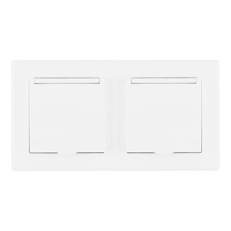 Розетка двойная (двухпостовая) с/з и шторками Arte Milano SET06-2-41-1x2 white