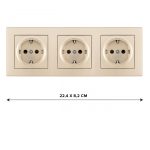 Розетка тройная (трехпостовая) с/з и шторками Arte Milano SET06-3-40-1x3 shampan