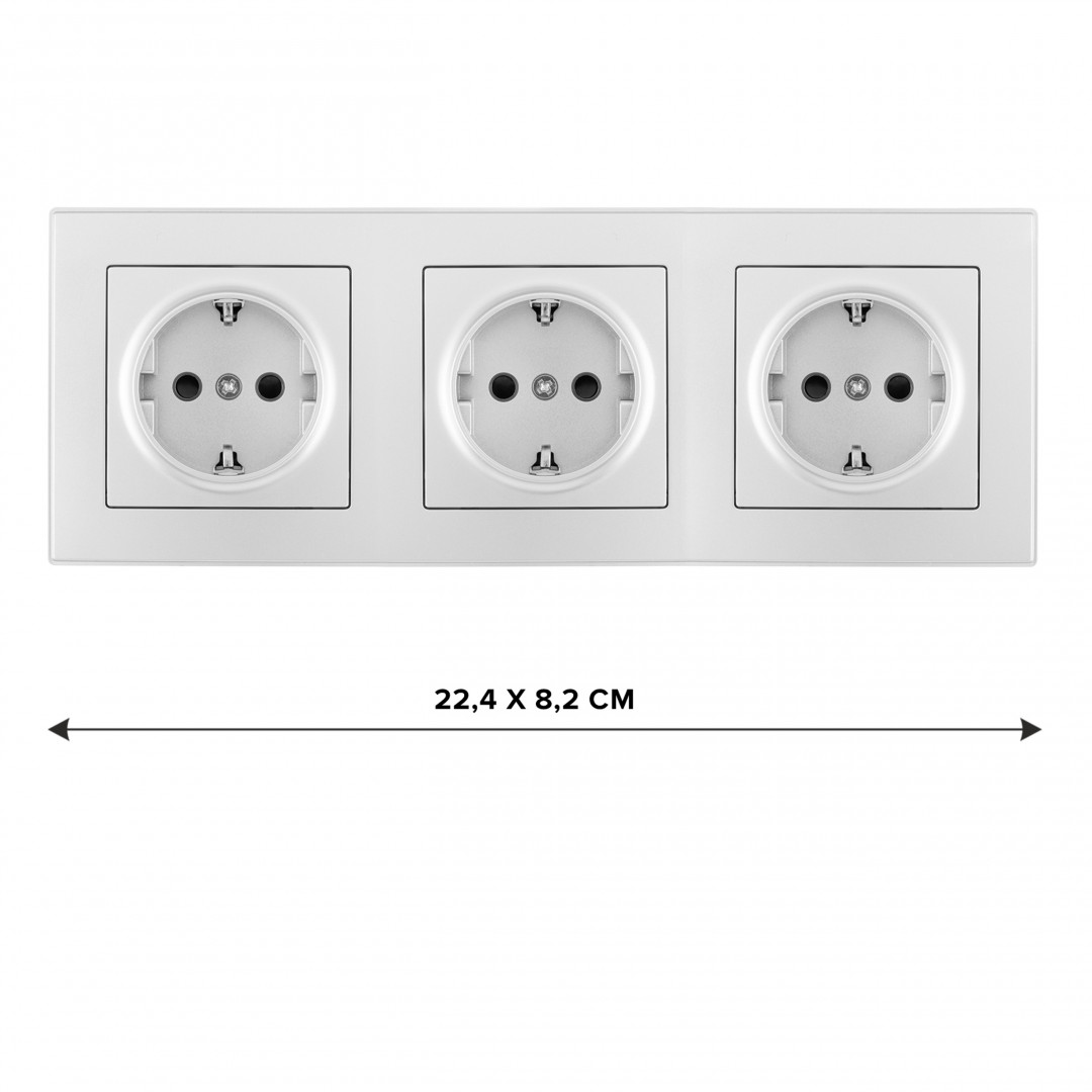 Розетка тройная (трехпостовая) с/з и шторками Arte Milano SET06-3-40-1x3 silver Розетка тройная (трехпостовая) с/з и шторками Arte Milano SET06-3-40-1x3 silver