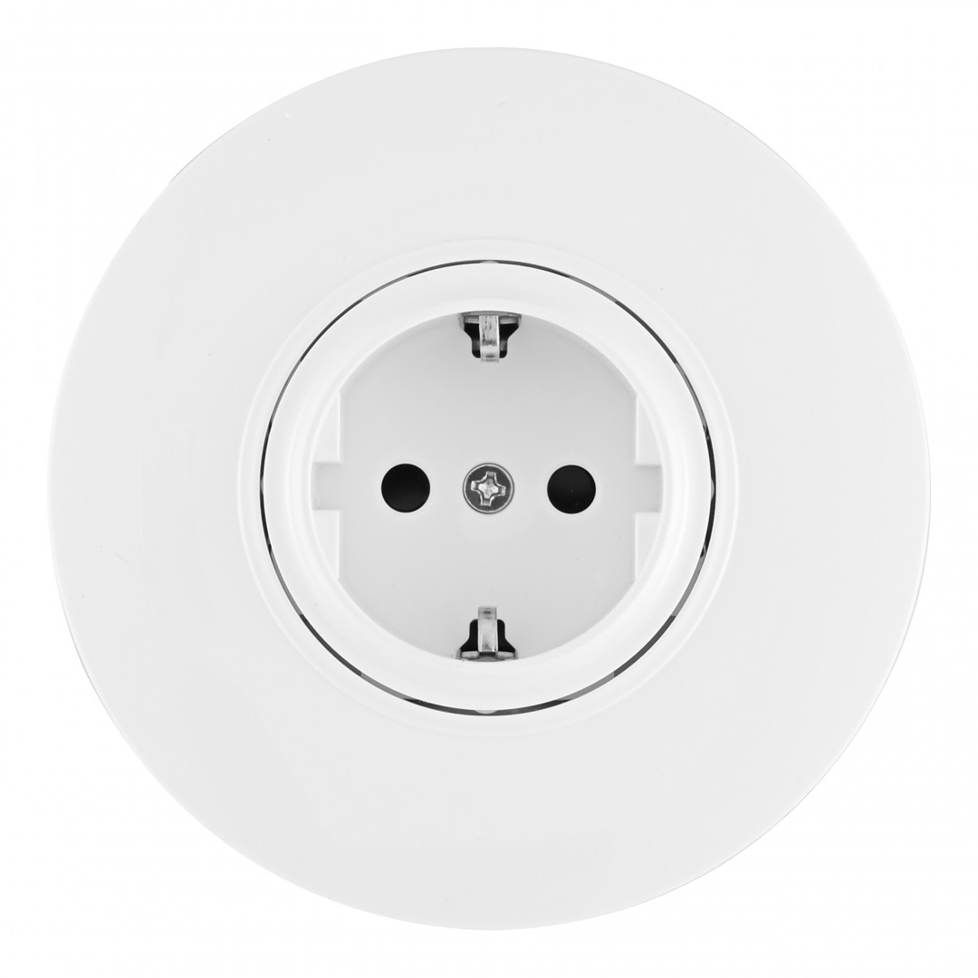 Розетка круглая с/з и шторками и рамкой Arte Milano SET08-1-40-1 white Розетка круглая с/з и шторками и рамкой Arte Milano SET08-1-40-1 white