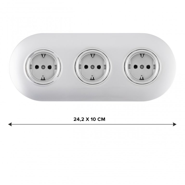 Круглая розетка тройная (трехпостовая) с/з и шторками Arte Milano SET08-3-40-1x3 silver