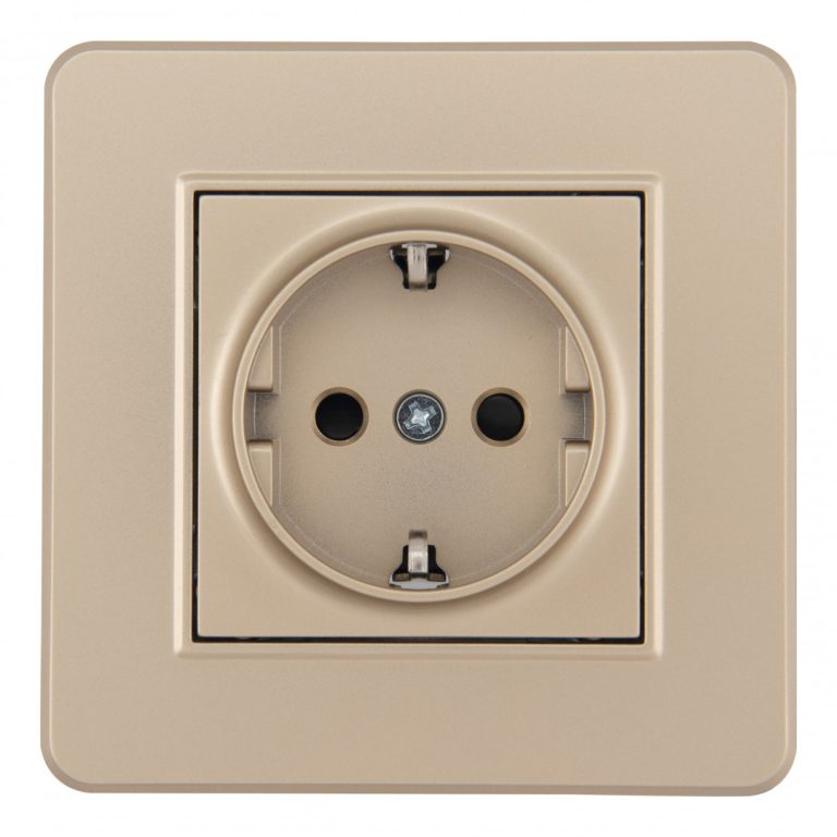 Комплект розетки с/з и шторками и рамкой Arte Milano SET16-1-40-1 shampan