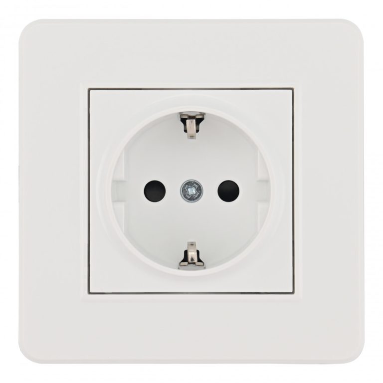 Комплект розетки с/з и шторками и рамкой Arte Milano SET16-1-40-1 white