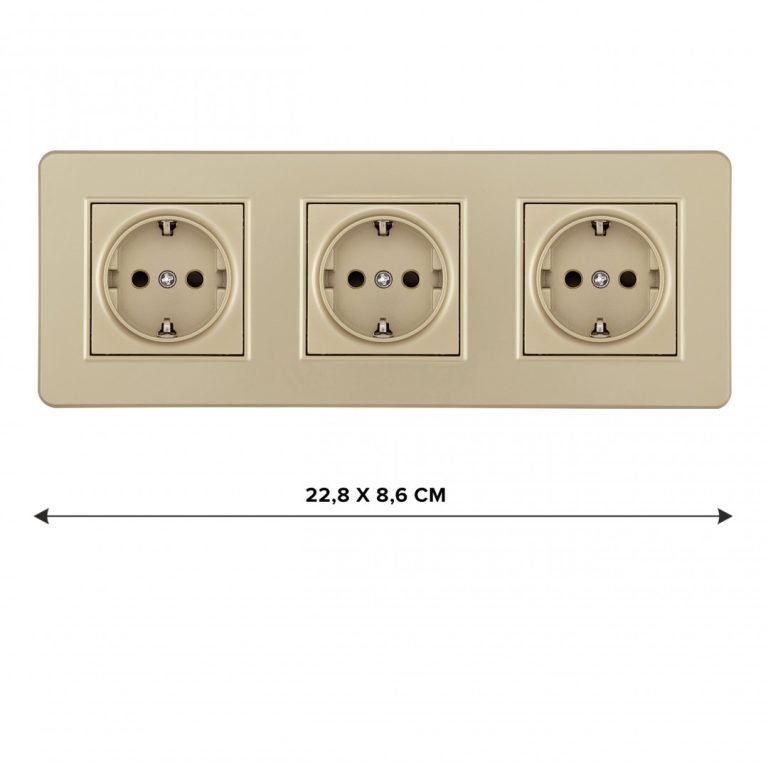 Розетка тройная (трехпостовая) с/з и шторками Arte Milano SET16-3-40-1x3 shampan