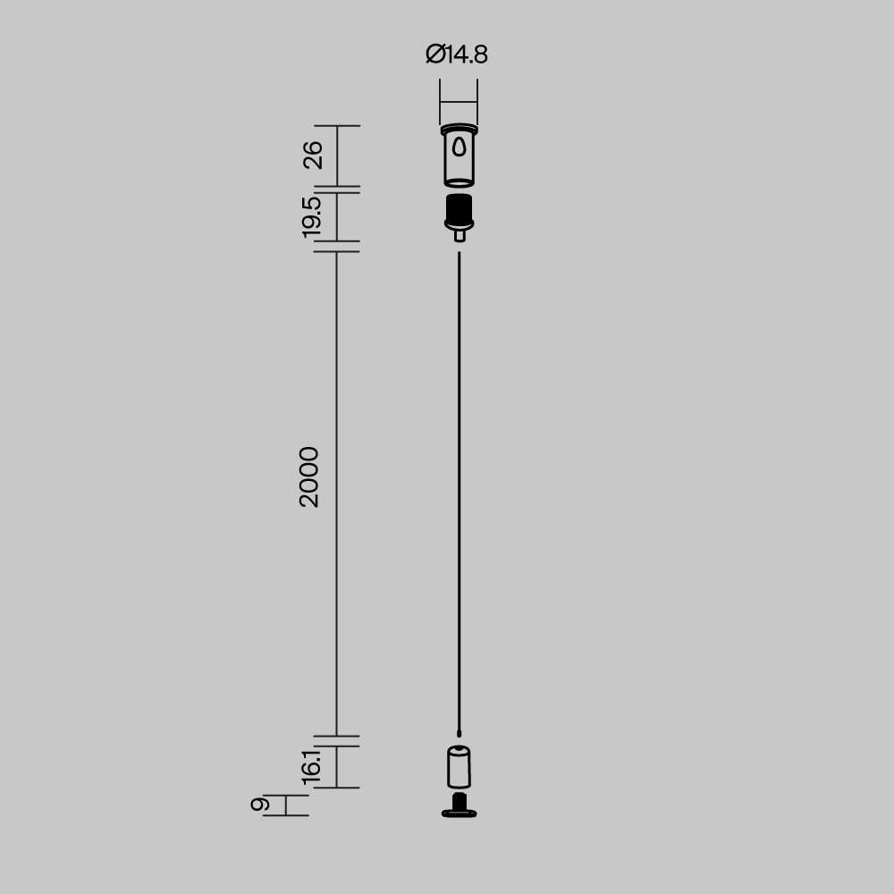 Тросовый подвес Maytoni Led Strip ALM-P-B-2000 642045 Тросовый подвес Maytoni Led Strip ALM-P-B-2000 642045