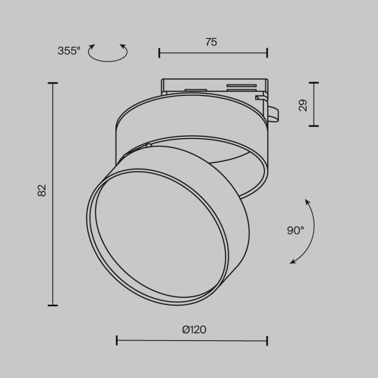 Трековый однофазный светильник Maytoni Onda TR007-1-18W3K-B-1