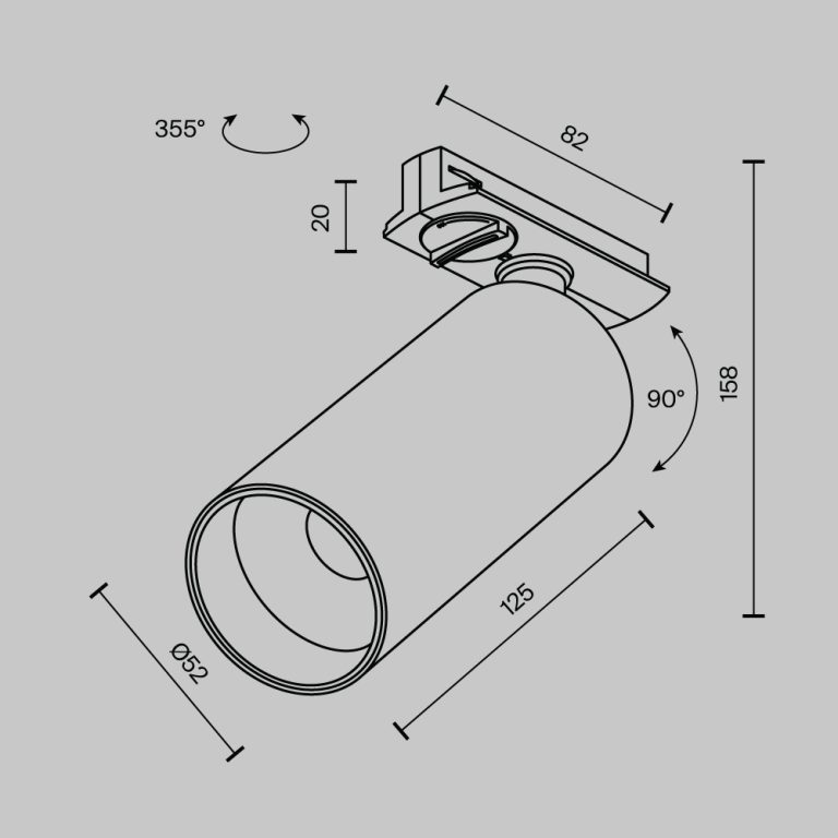 Трековый однофазный светильник Maytoni Focus Led TR021-1-12W3K-W-BBS