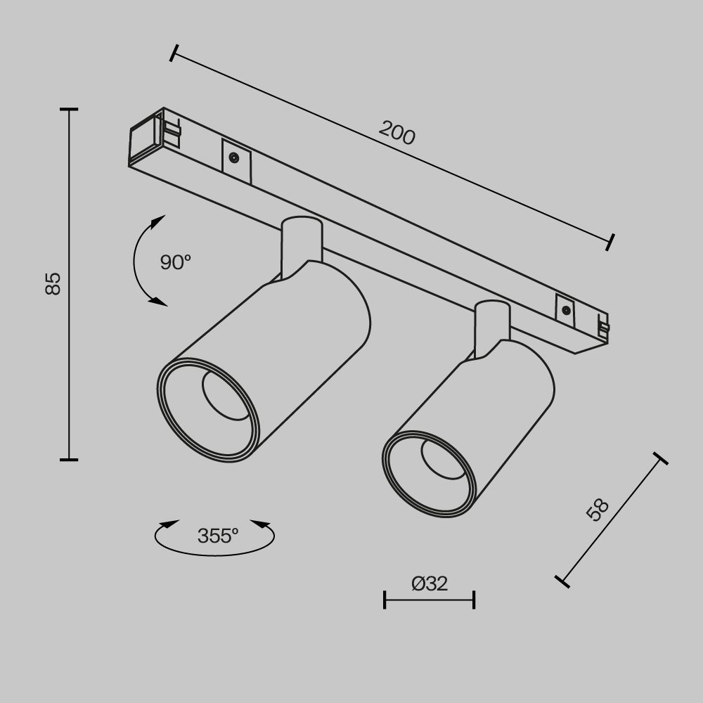 Трековый магнитный светильник Maytoni Focus Duo TR176-1-2X5WTW-M-B Трековый магнитный светильник Maytoni Focus Duo TR176-1-2X5WTW-M-B